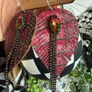 Keep it Gypsy- Pink Leaf Crystal Drop Earrings
